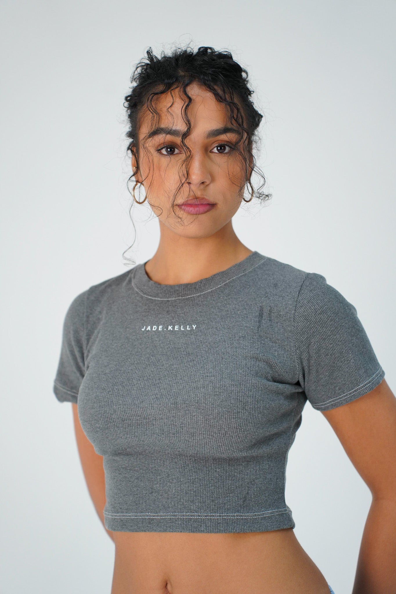 JADE.KELLY GREY RIB TEE 