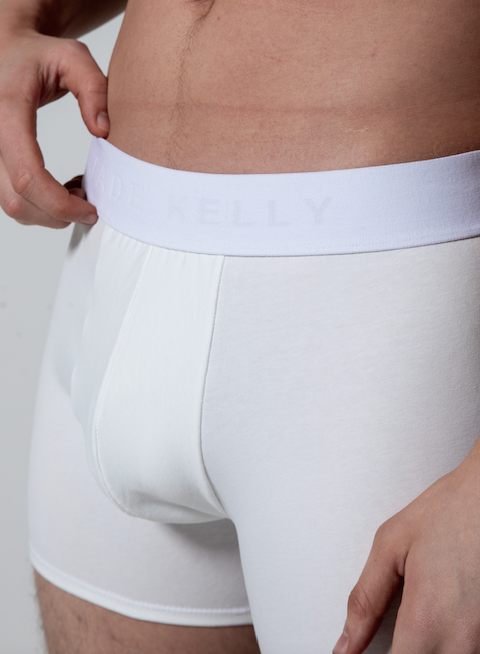 MENS WHITE TRUNKS CLOSE UP