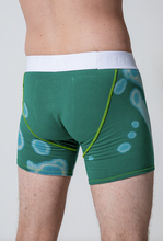 Load image into Gallery viewer, MENS GREEN BLEACH TRUNKS BACK LONG LENGTH
