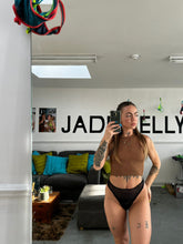 Load image into Gallery viewer, J A D E . K E L L Y hand-crafted, black mesh frilly thong
