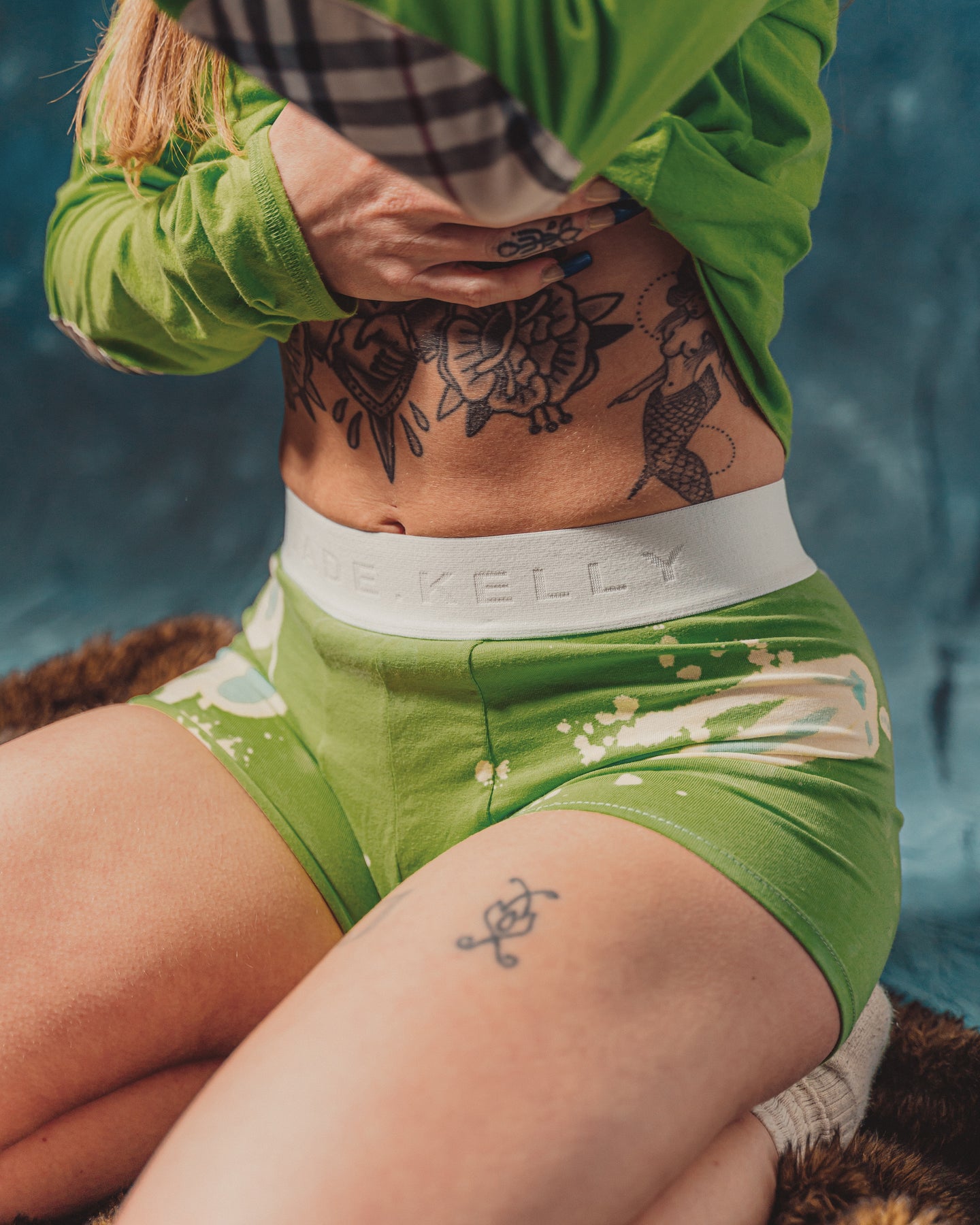 J A D E . K E L L Y hand-dyed green trunks womens